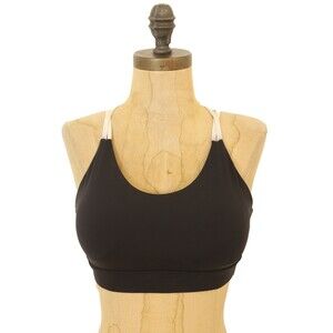 Sylphlike Loli Sports Bra Size S Strappy Back Padded Black White EUC B72